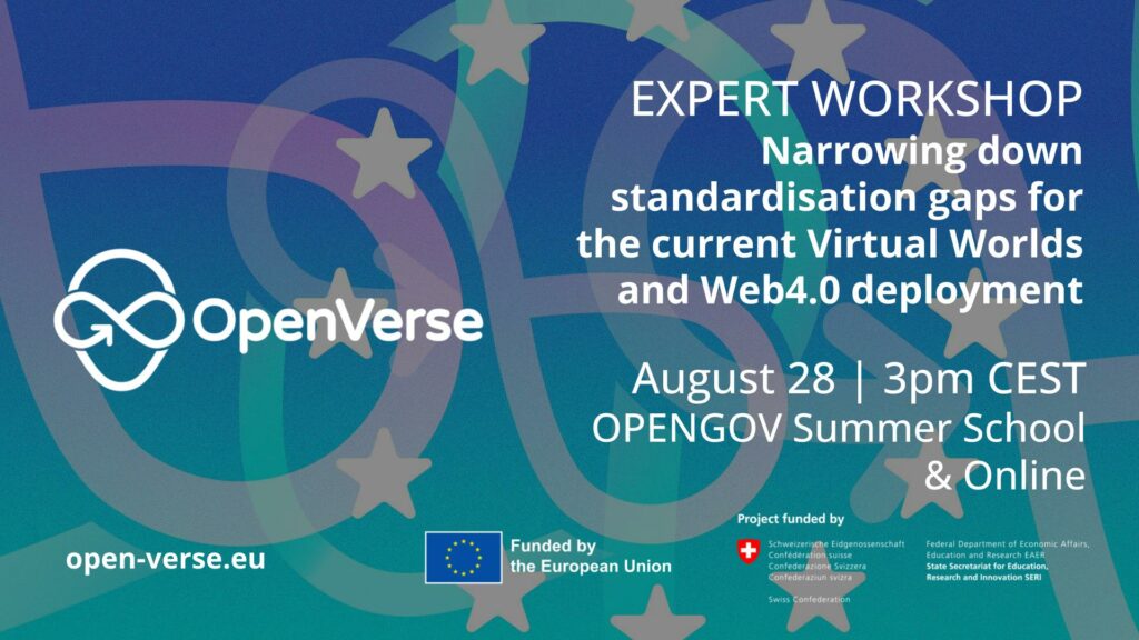 OPENVERSE 2nd Expert Workshop: Narrowing down standardisation gaps for the current Virtual Worlds and Web4.0 deployment